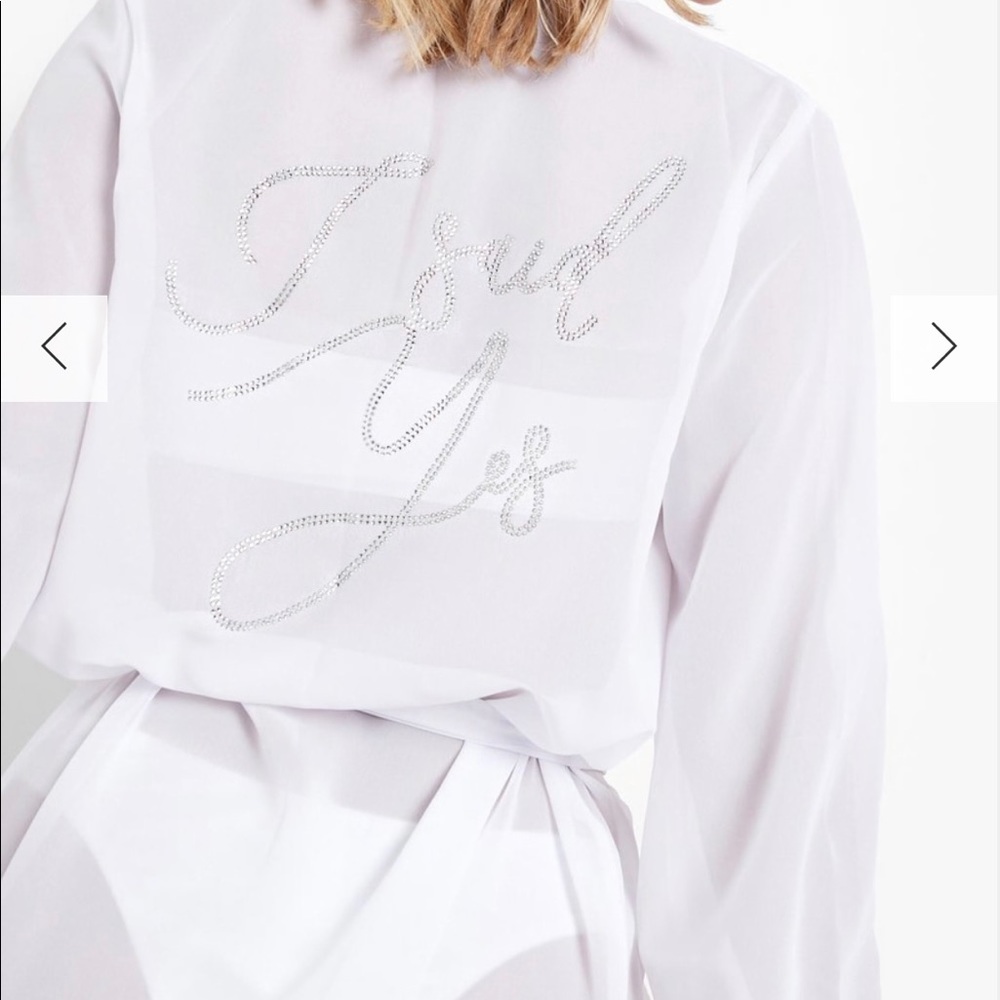 boohoo “I SAID YES” diamante bridal maxi beach kimono